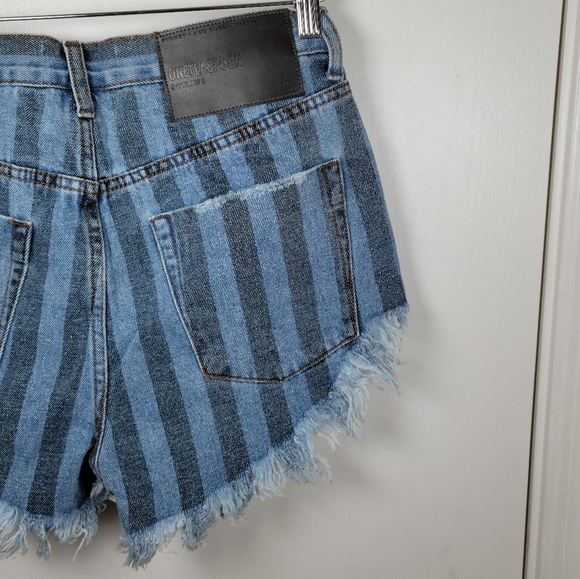 One Teaspoon Zephyr Outlaws Button Fly Pinstripe Shorts Size 24 - Picture 8 of 11